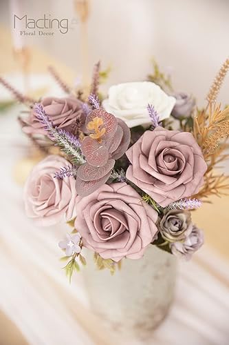 Miniatura 6 de MACTING Flores de rosas artificiales, toque real para bricolaje, ramos, fiesta de boda, baby shower, hogar, decoración de árbol de Navidad, 60 piezas