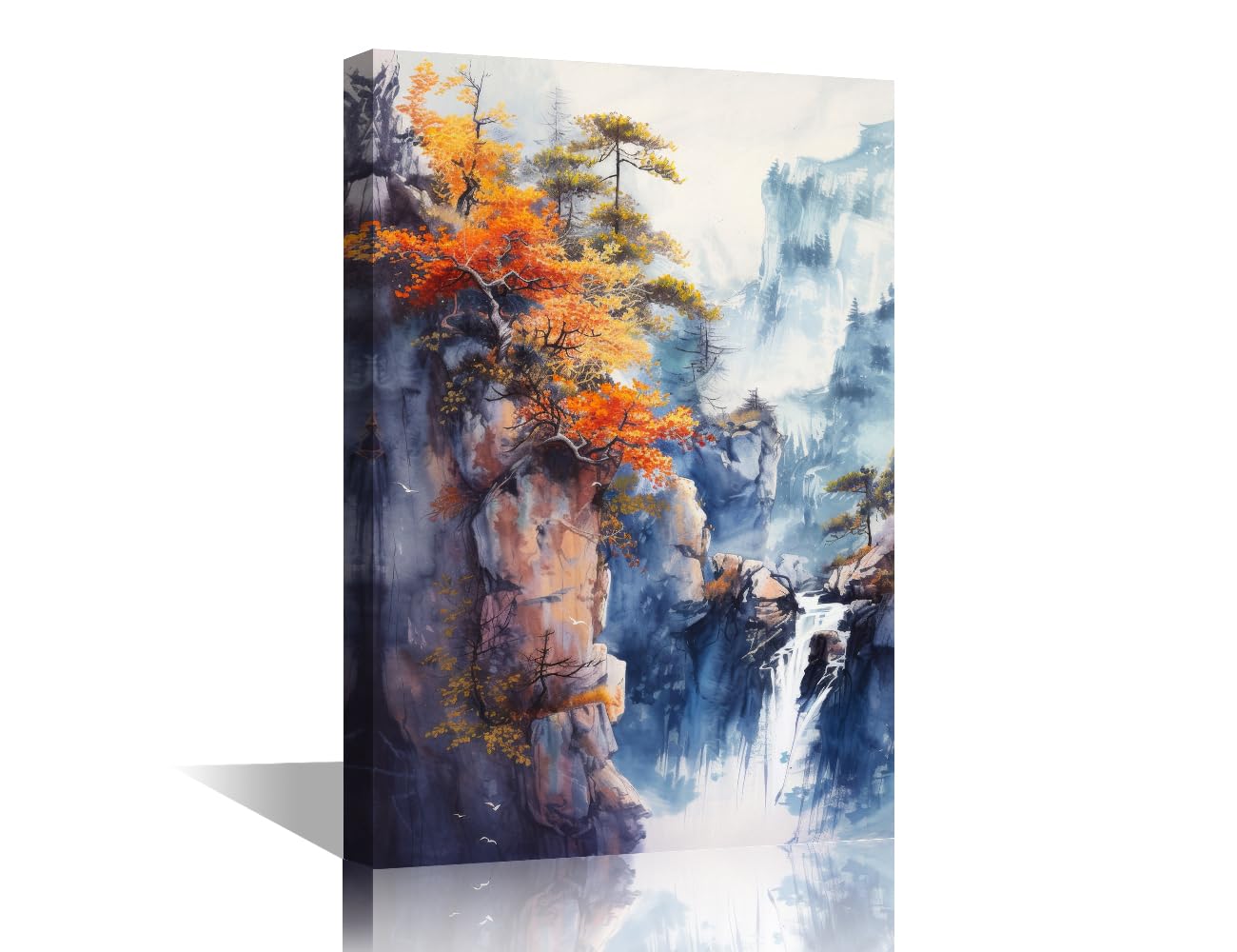 Canvas Wall Art for Bedroom Cliff Tree Wall Paintings for Living Room Mountain Landscape Office Modern Wall Decor Forest Pictures Print On Canvas Giclee Framed Ready to Hang, 24x16in