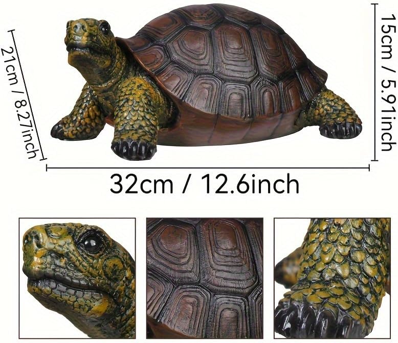 Weather-Resistant Resin Turtle Statue Decoration, Exquisite Handicraft, Artistic Simulation Animal Sculpture, Suitable for Outdoor Gardens, Courtyards, Ponds, Colorful Holiday Decoration Gifts - Image 3