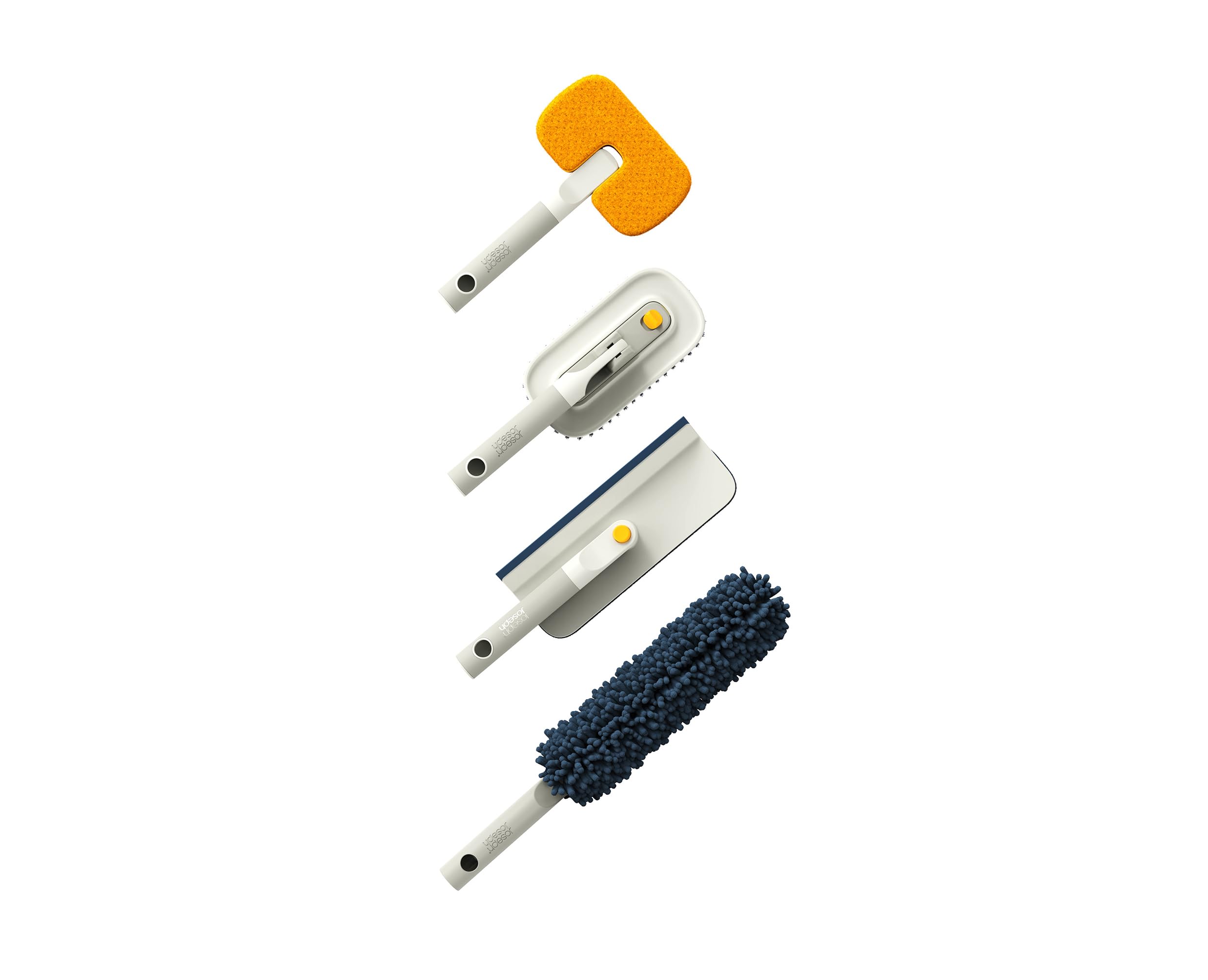 Joseph Joseph CleanTech Set d'Outils de Nettoyage Profond avec Poignée Télescopique, 5 Outils, pour Vitres et Carrelage