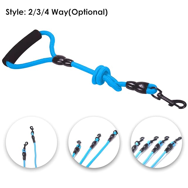 Foto 6 de 8 de Wallfire Heavy Duty Sturdy 2/3/4 Way Pet Walking Coupler Lead Nylon Cuerda Trenzada Correa para Perros (Color…