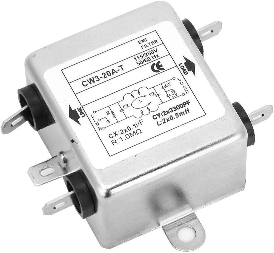 Filtro Rumore Elettrico 10a CW2B-10A-T Power EMI Filter With Fuse 2-in-1 Male Socket 125/250v Filtro Di Alimentazione