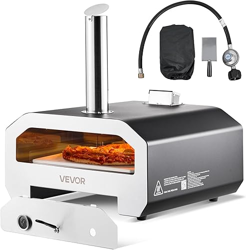 VEVOR Horno de pizza de combustible dual para exteriores, horno de pizza de gas propano y fuego de leña de 16 pulgadas, portátil de pellets y
