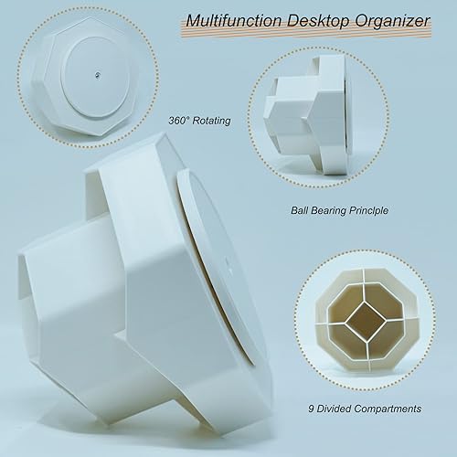 Miniatura 3 de Soporte organizador giratorio de 360 grados con 9 ranuras, solución de almacenamiento de escritorio multiusos para el hogar, oficina, aula, escuela