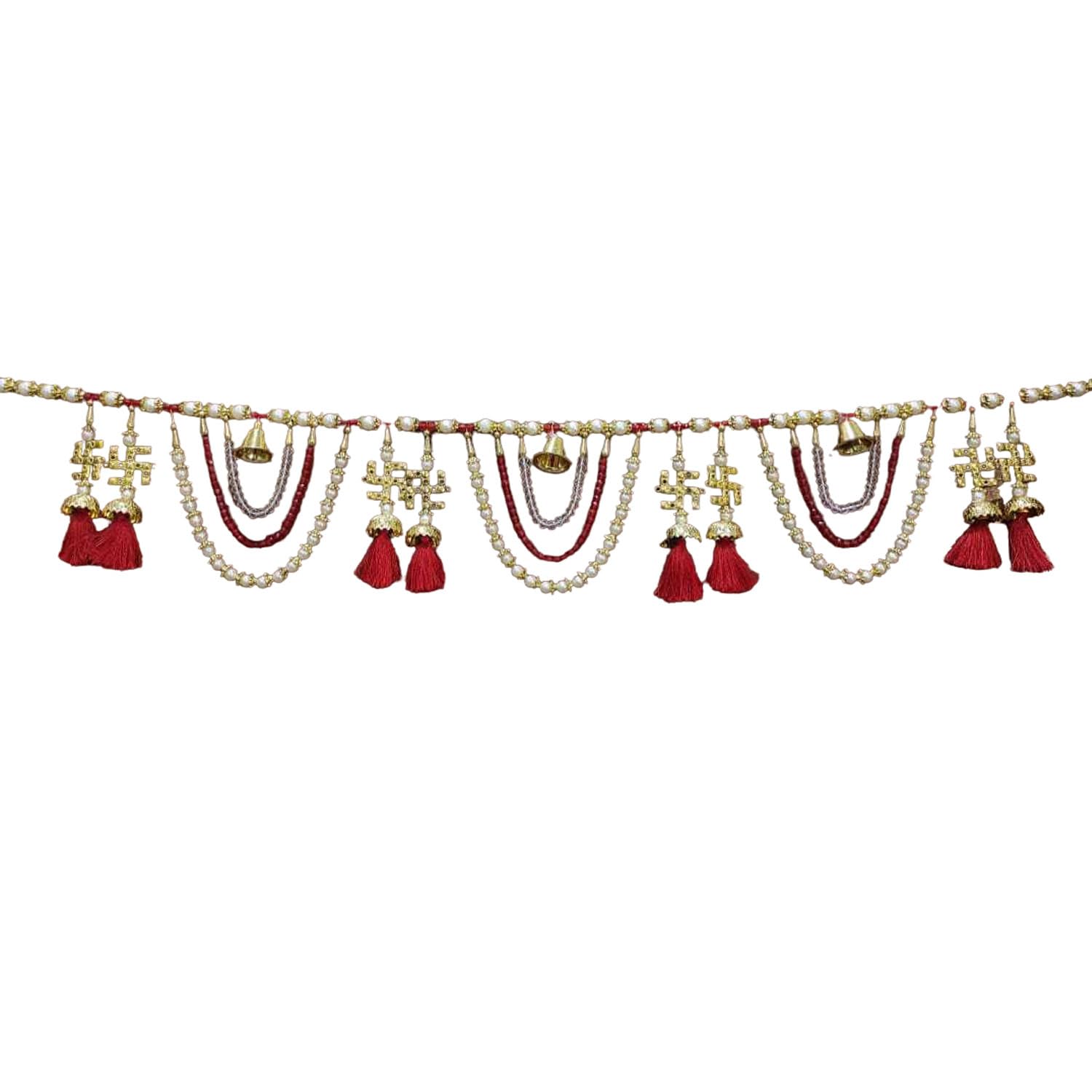 JIBARO Multicolour Fabric, Beads, Decorative Elements Garland - Straight Decorative Hanging - Pack of 1