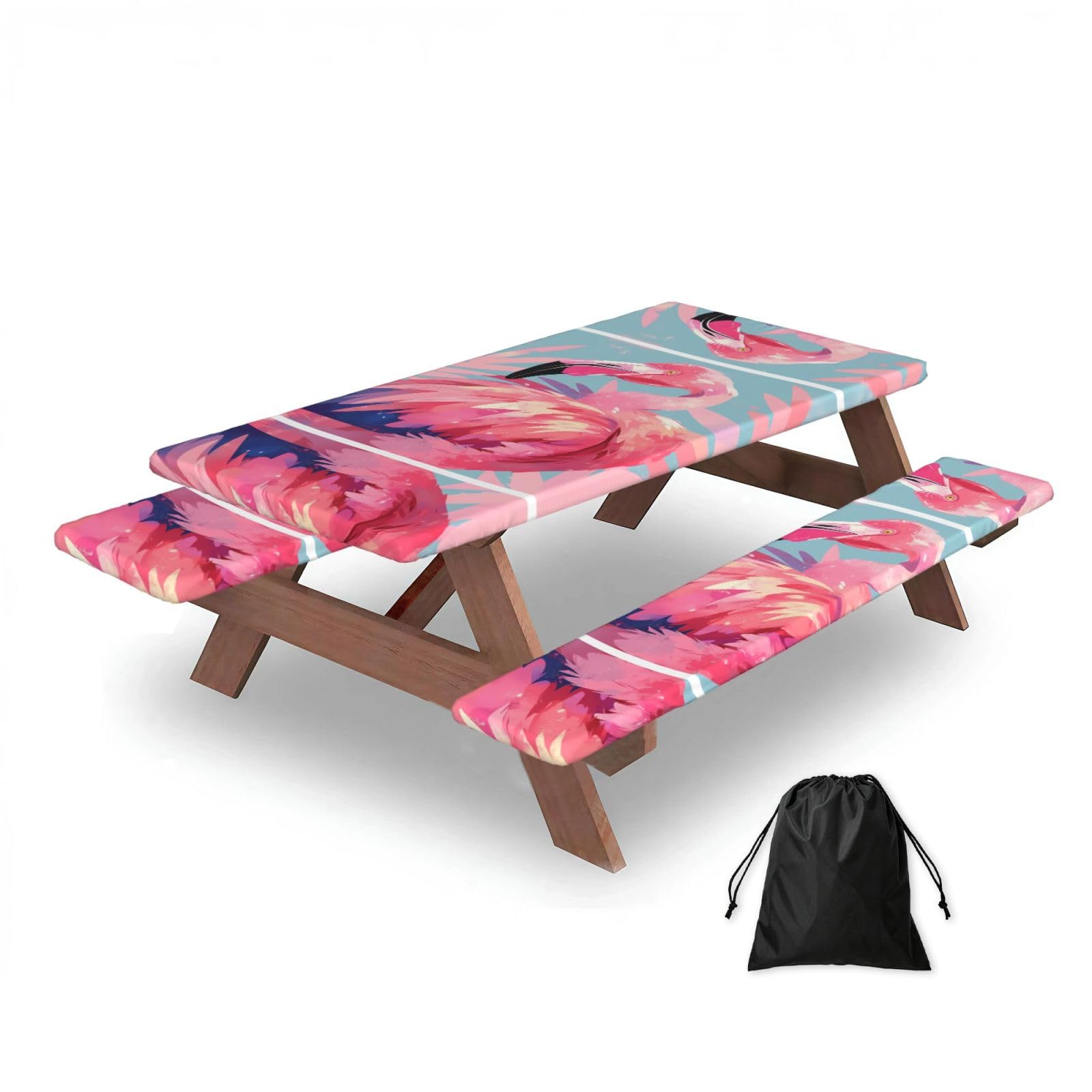 Zqytgfdc Black Flamingo Head Rectangular Water-Repellent Picnic Tablecloths, Outdoor Camping, Picnic, Bbq