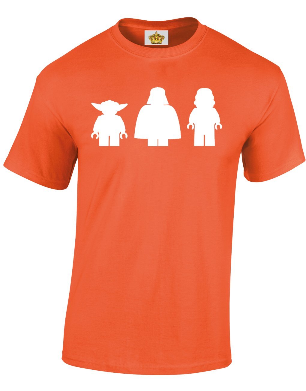 Crown Designs Bricks Space Wars Silhouette Sci Fi Movie Film Inspired for Men & Teenagers T-Shirts Tops - Orange/Large