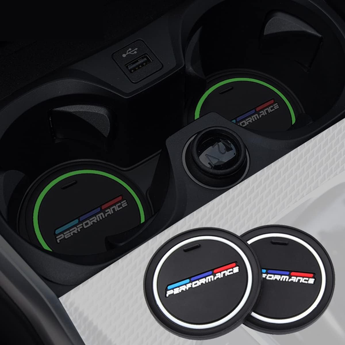 299円 第一ネット Bokos 車用 カップホルダー装飾 ドリンクホルダー コースター ノンスリップ 滑り止め 振動防止 断熱 おしゃれ 蛍光 65mm