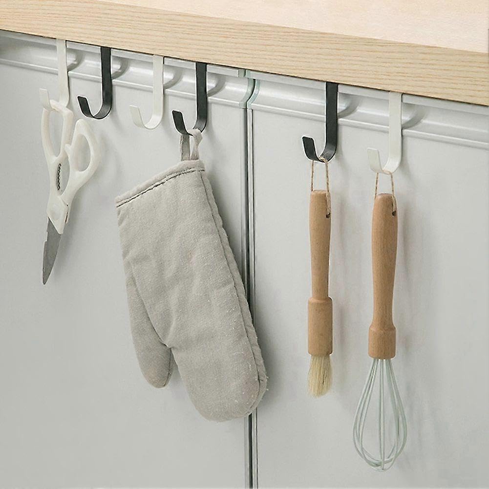 JOYHAPPST Multi-Purpose Hooks Kitchen Cabinet Door Back Hook Hanging Rack Clothes Coat Hat Towel Hanger Storage Hook Black