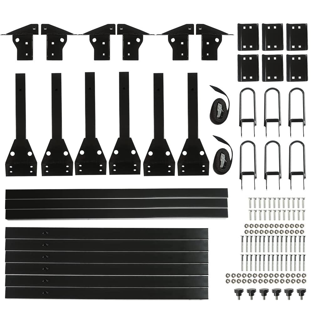 Peforway Van Ladder Racks, Van Roof Rack Steel 3 Bars for Ford E150 250