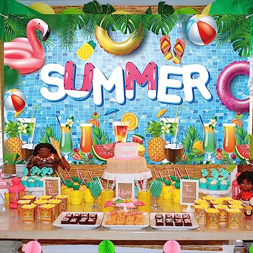 Summer Decorations Banner, Hawaii Party Decoration Backdrop Banner, Hawaiian Pool Party Banner Photo Booth Sign Tropical Party Decorations Pool Banner Background for Summer Theme Party Supplies - Image 4