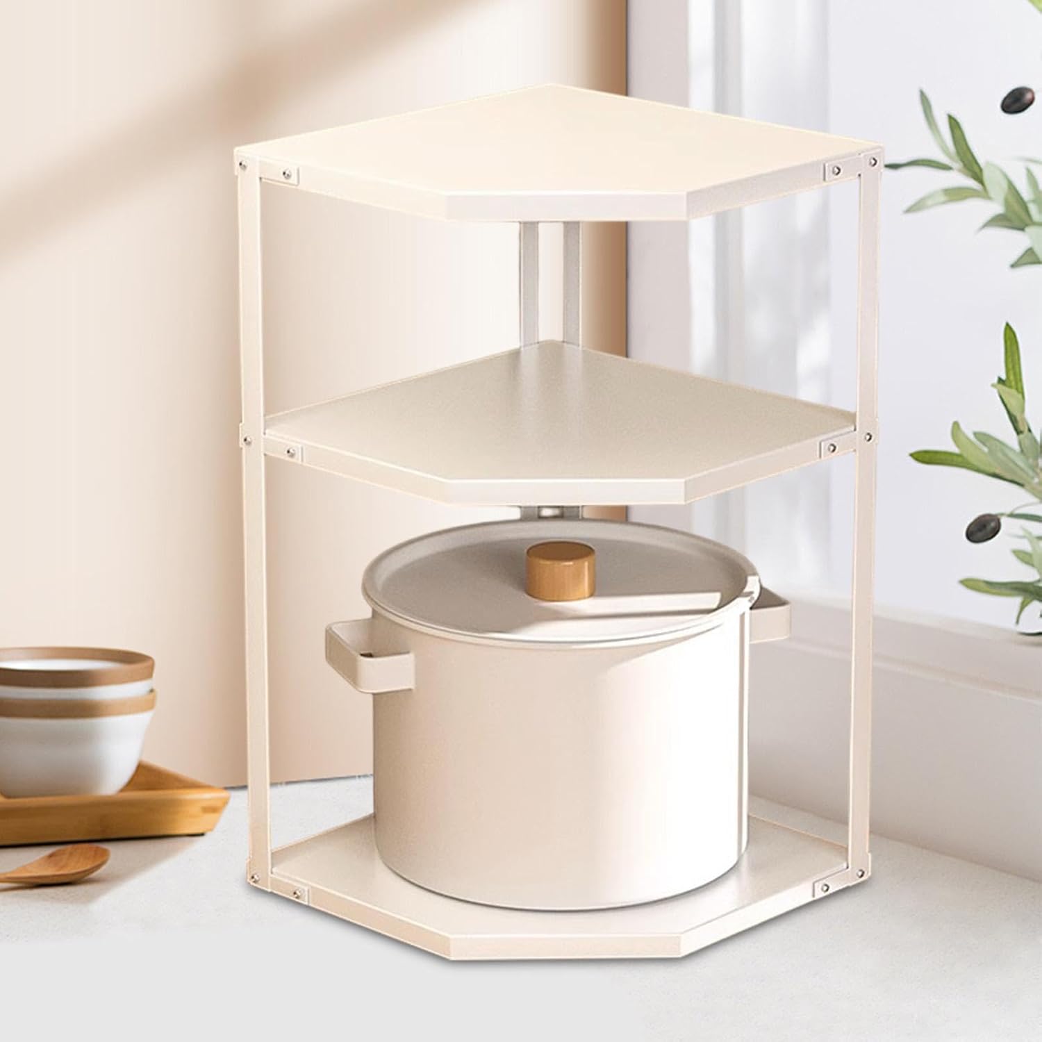 Corner Shelf Rack for Efficient Storage in Kitchen And Bathroom, 3 layer ()