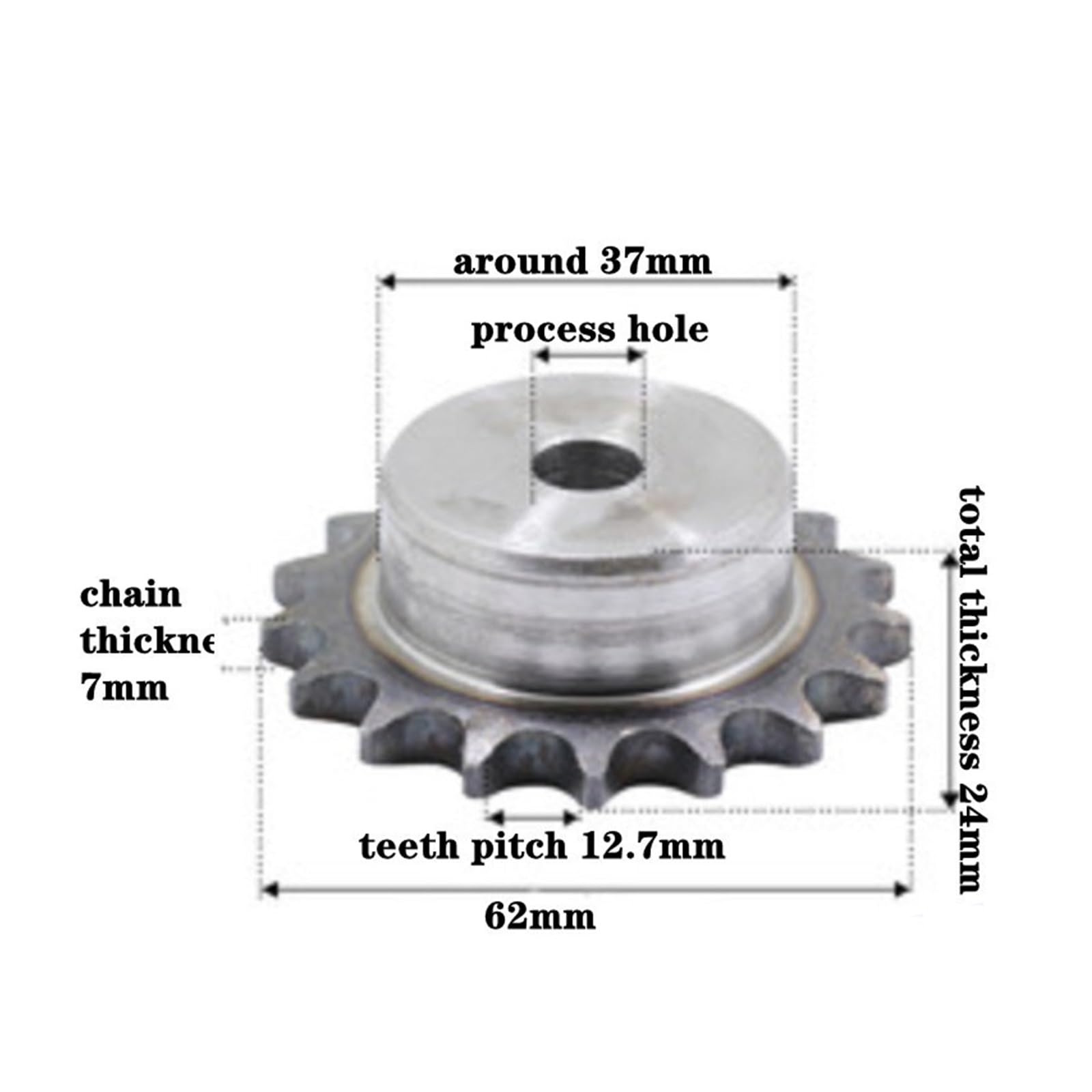 Bevel Gear Pinion Hardware Mechanical 08B Chain Drive Sprocket 14 Tooth Carbon Steel Chain Gear Pitch 12.7mm Industrial Sprocket Wheel