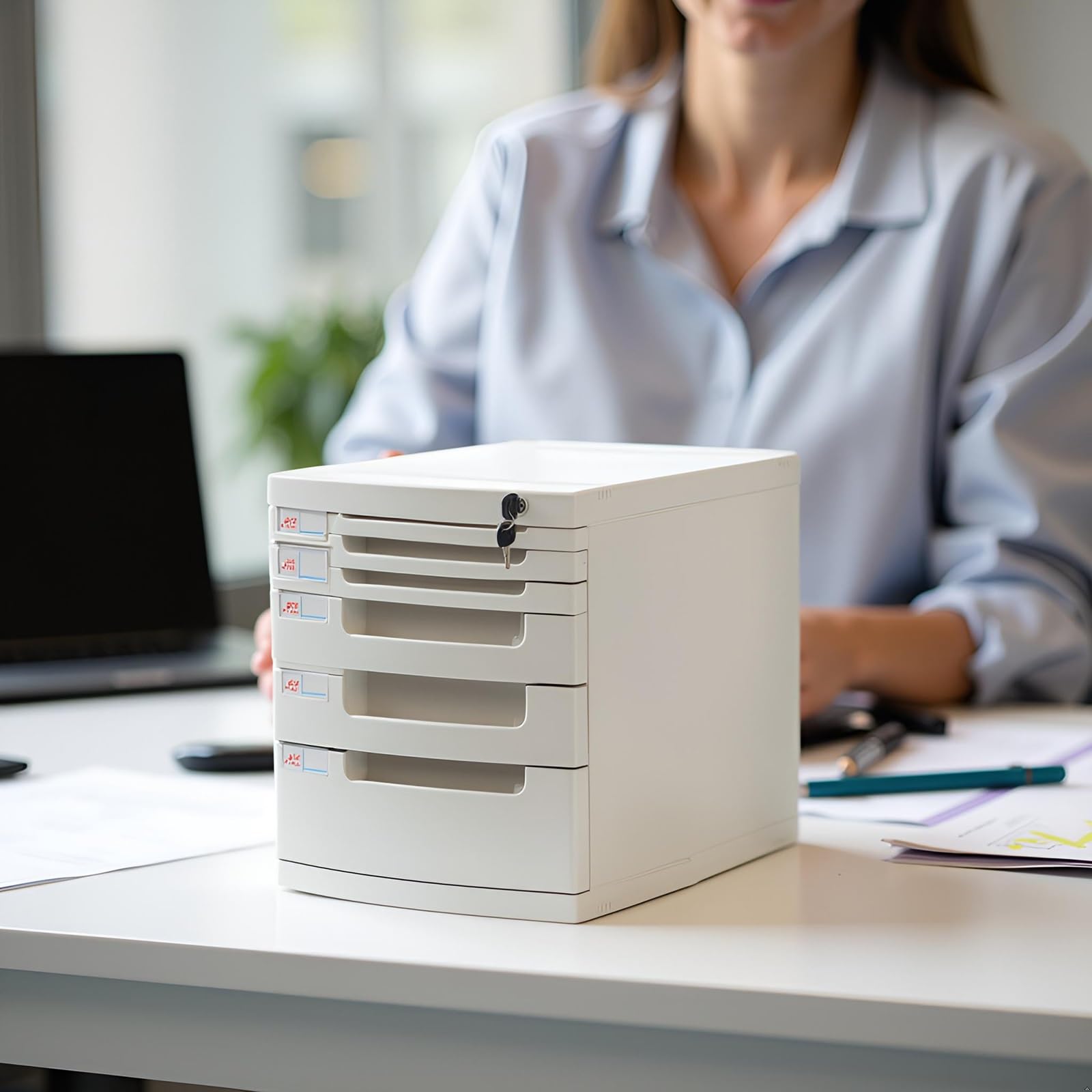 Scatola di archiviazione per documenti con serratura a 8 strati cassetto per documenti con chiave sicura fattura e archivio carta A4 per la gestione dei documenti finanziari di casa e ufficio