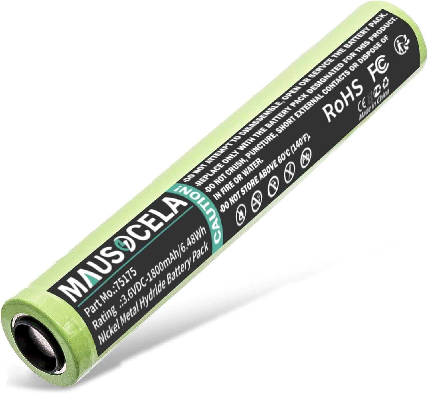 1800mAh Flashlight 75175 Rechargeable Batteries, Compatible with Peli M9/Stream'light 75175, 75300, 75301, 75302, 75303, 75304 Series