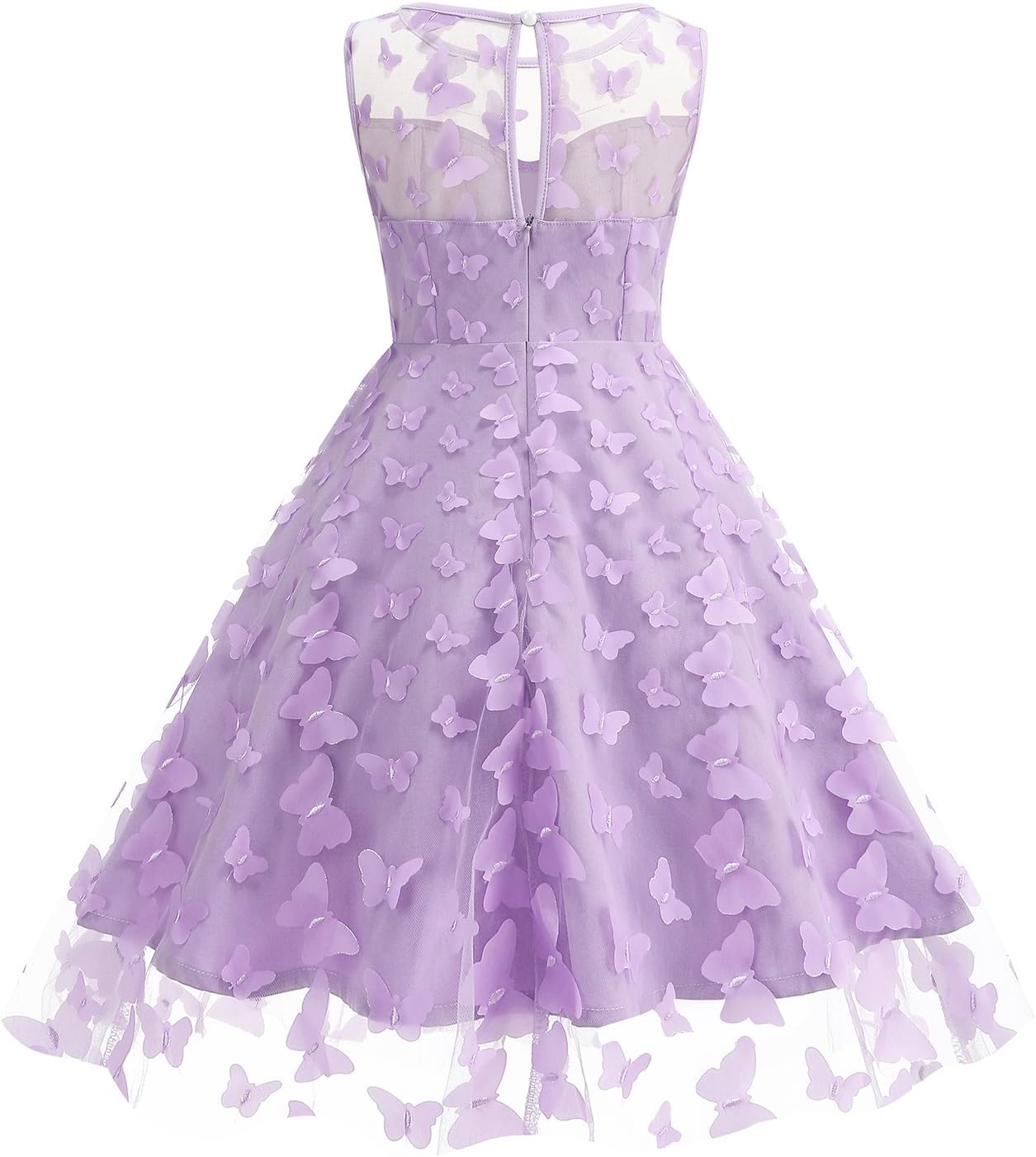 Girls Mesh Flower Embroidered Dress Illusion Tulle Mesh Embroidery Dress for Girls Flower Girls Dresses for Wedding Birthday