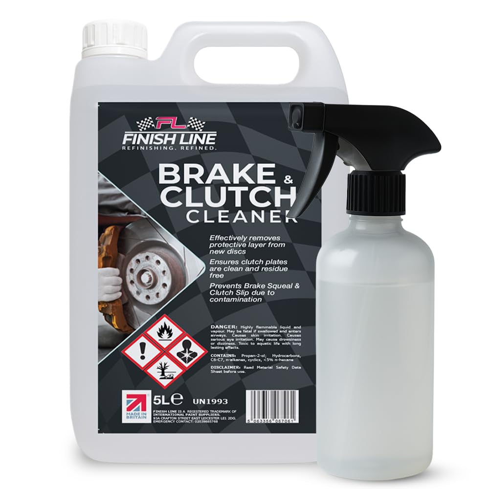 Finish Line Brake and Clutch Cleaner 5L with Brake Cleaner Spray Bottle 1L | Disc Brake Cleaner Removes Oil, Grease and Brake Dust | Improves Braking Efficiency | For Cars, Motorcycles & Bicycles