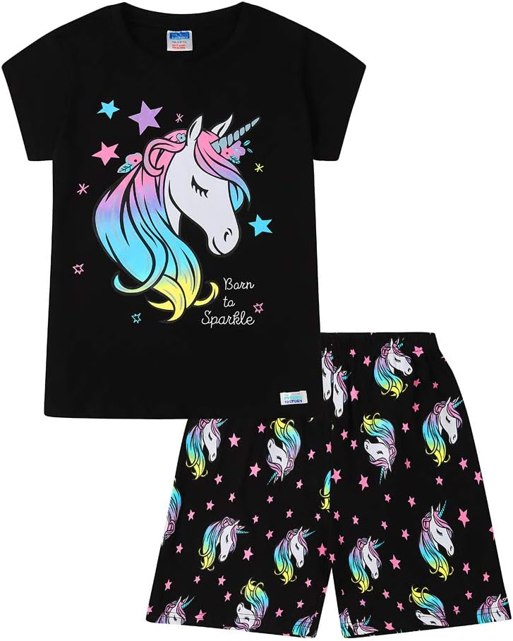 The Pajama FactoryThe PyjamaFactory Born to Sparkle Rainbow Unicorn Short Cotton Pyjamas (11-12 Years)
