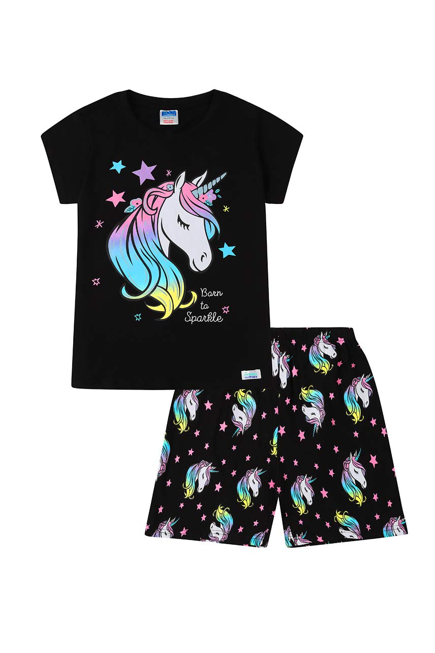 The Pajama FactoryThe PyjamaFactory Born to Sparkle Rainbow Unicorn Short Cotton Pyjamas (11-12 Years)