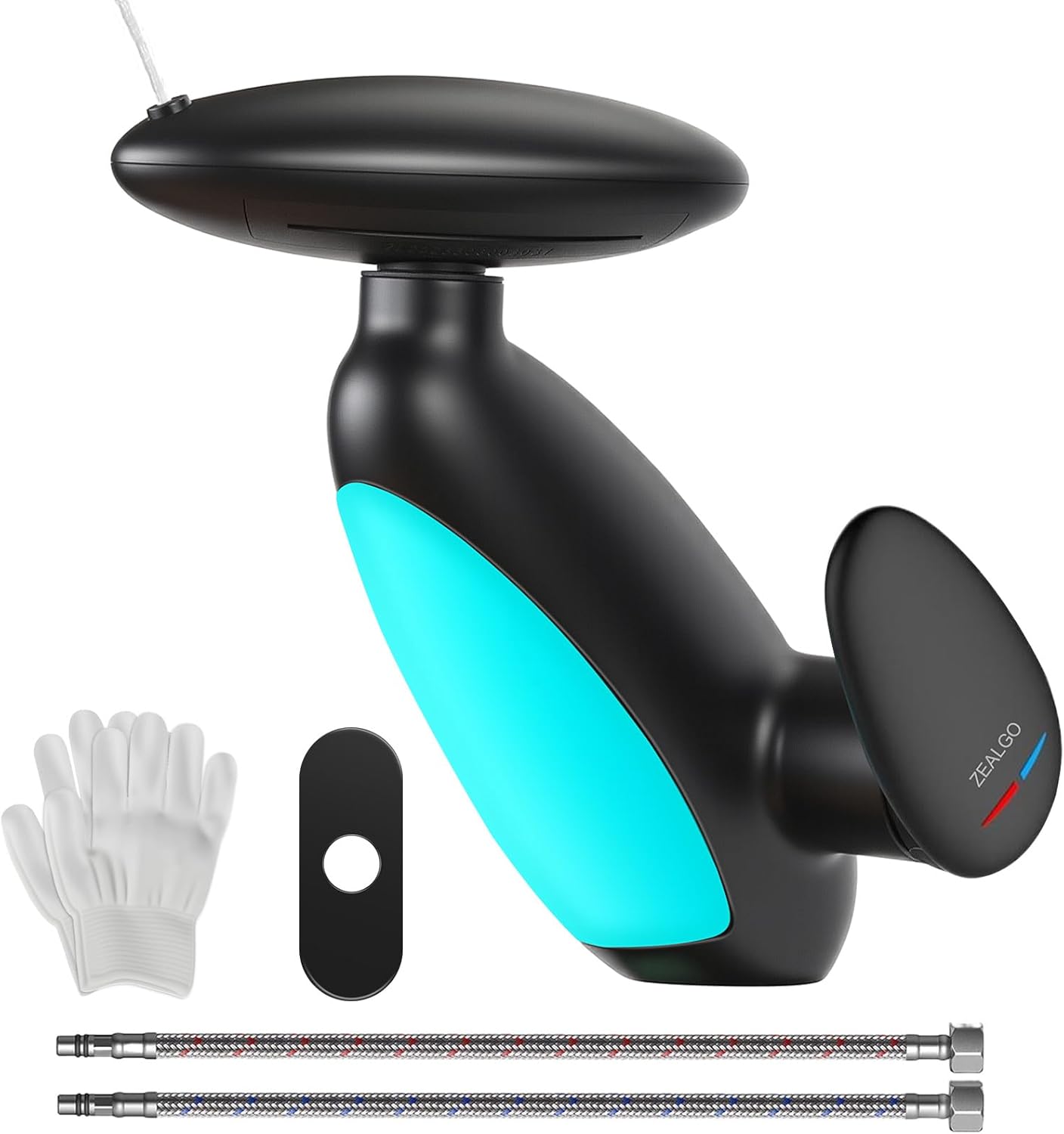 Faucet - Batteryless LED Light Temperature Display, 4 Modes (Waterfall/Rinsing/Shampoo/Bubble), 360° Pull-Out Spray for Pet & Sink Cleaning, Zinc Alloy Bathroom Faucet (White)