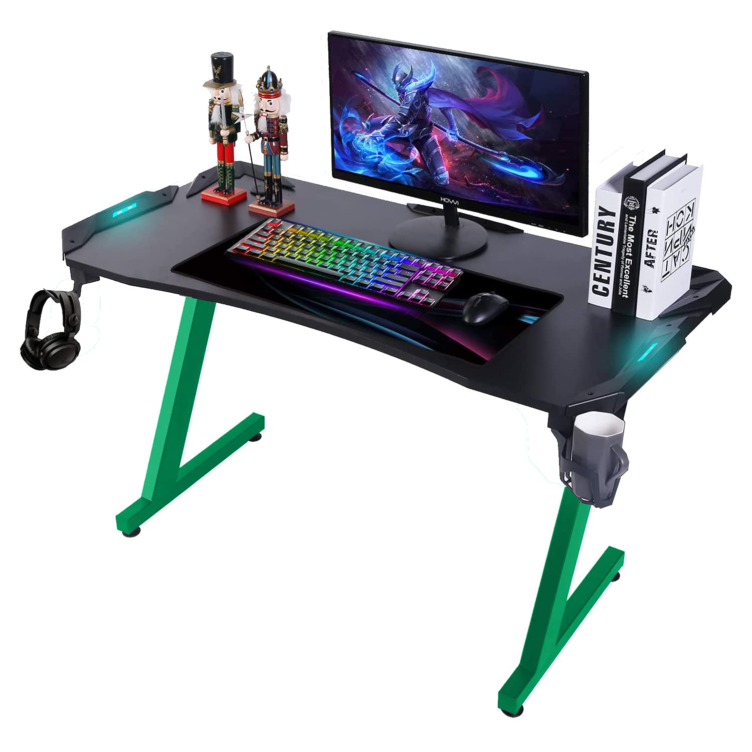 Buy Vordern Armoured Gaming Desk with RGB LED Light, ZShaped Office