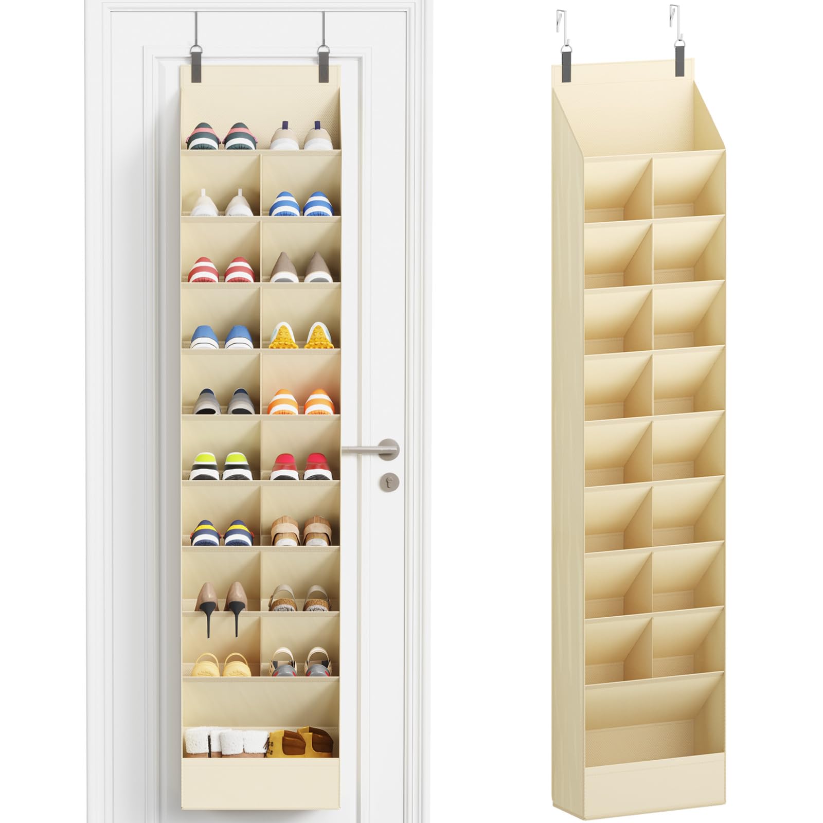 Lifewit 10 Tier Over the Door Shoe Organiser Hanging Rack Holder, Beige