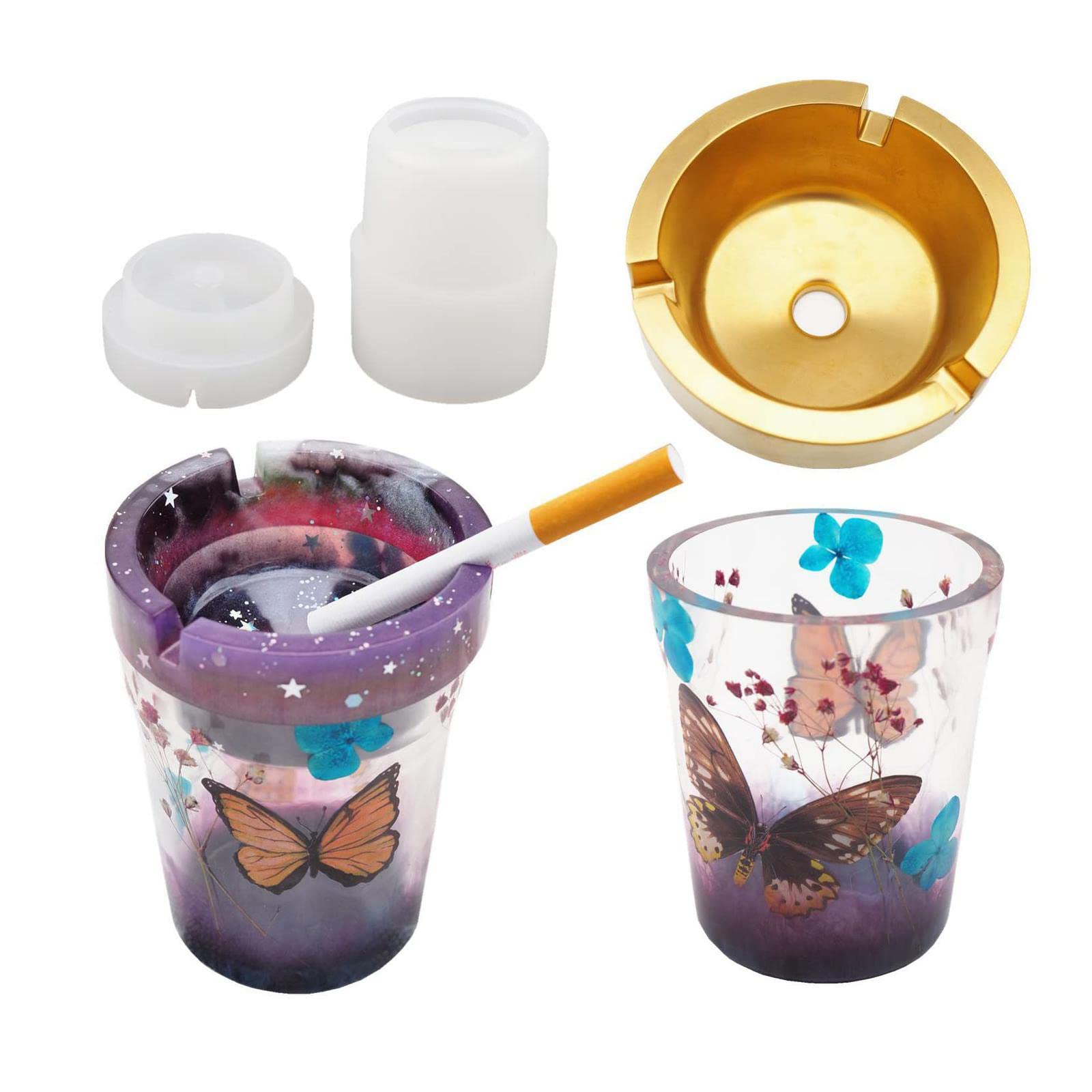 Ashtray Car Epoxy Resin Moulds with Lid Silicone Moulds Casting Mould Resin Mould for Car Home Office Ashtray