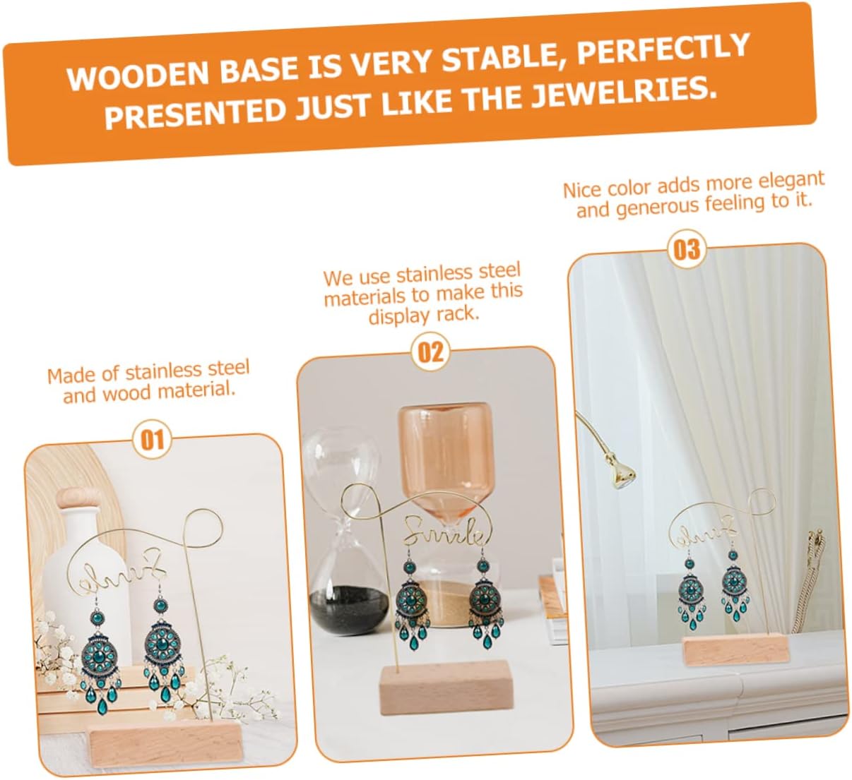 10 Pcs necklace ornaments Stainless steel jewelry organizer display stand necklace rack jewelry rack earring holder rack Storage Box earring holder jewelry wooden