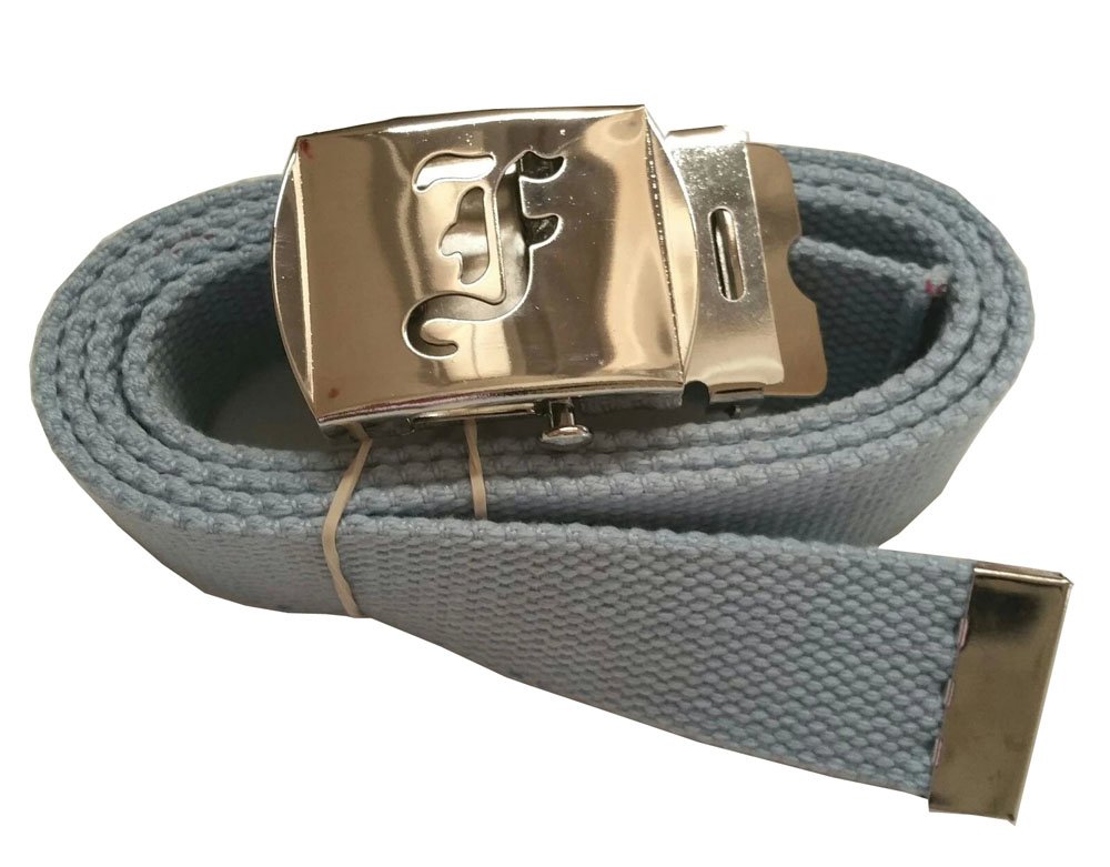 Triple M Plus Mens Canvas Web Belts Old English Initial F Silver Buckle