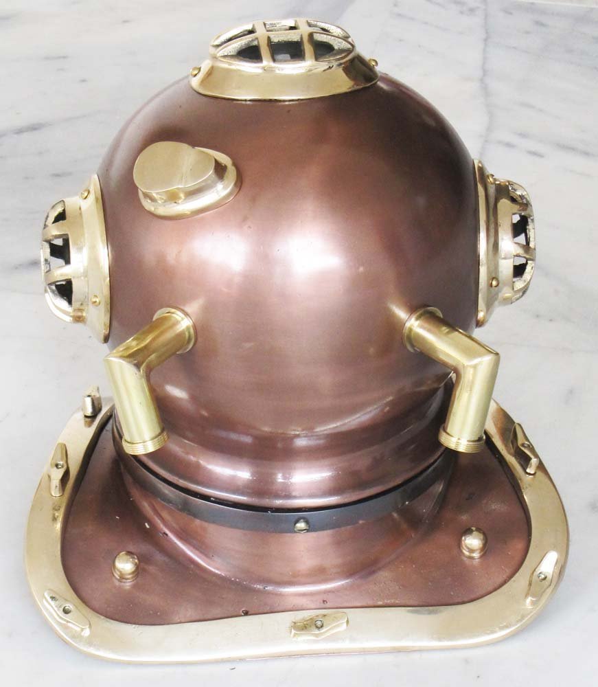 Coleccionable diseño de fecha con latón y acero acabado Buceador casco de buceo de sobremesa negro