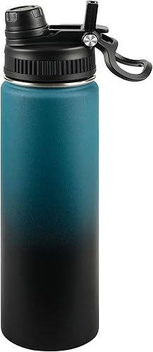 Miniatura 47 de Botella de agua aislada de 22 onzas, tapa 2 en 1 a prueba de fugas (sorbo/pajilla) + asa, botella de acero inoxidable para deportes, viajes, trabajo