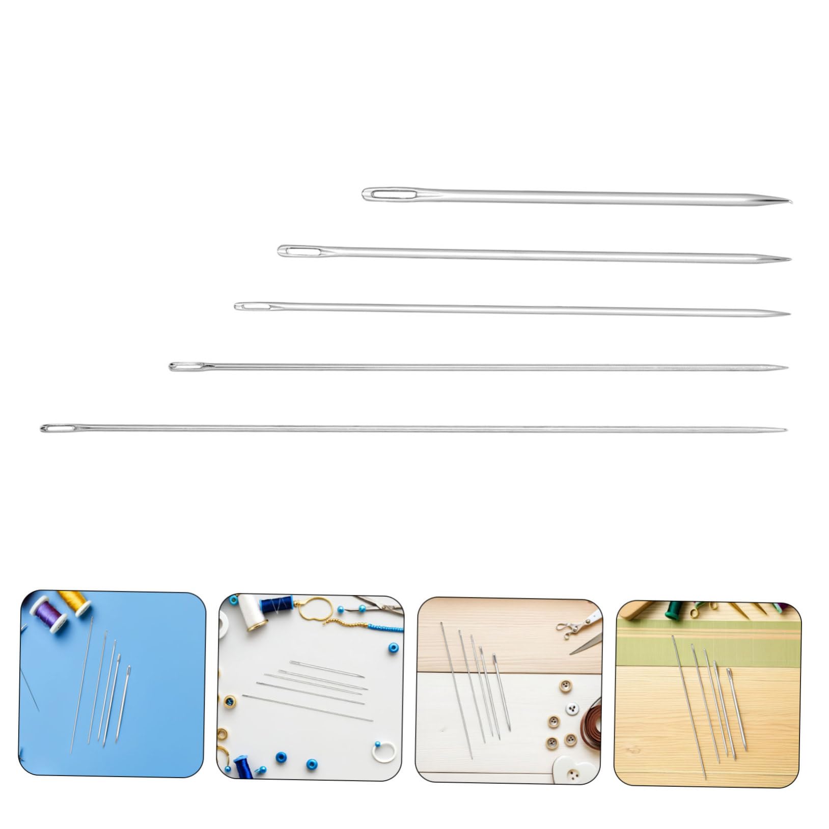 Mipcase 25piezas Aguja de Coser Mano Extra Larga Juego de Agujas para Acolchado y Telas Gruesas Reparación de Manualidades Grande Unidades