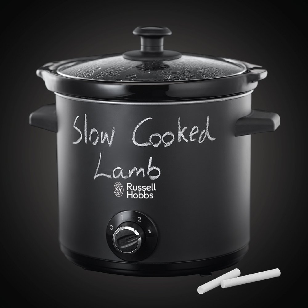 Russell Hobbs Slow Cooker [3,5l Keramik-Gartopf für opt Temperaturverteilung] Schongarer Chalkboard (Tafel-Oberfläche, 3 Temperatureinstellungen & Warmhaltefunktion, 200W) Slowcooker 24180-56