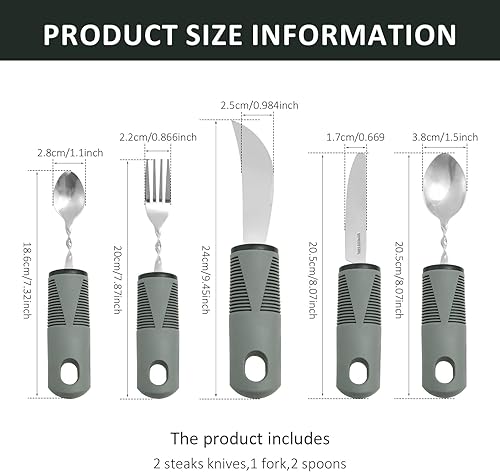 Miniatura 2 de Utensilios adaptativos, utensilios con peso para temblores de manos, utensilios construidos para adultos, utensilios de alimentación adaptativos,