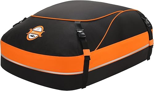 Sailnovo Bolsa de carga para techo de automóvil, 15 pies cúbicos, caja de carga impermeable para vehículo sin portaequipajes, alfombrilla