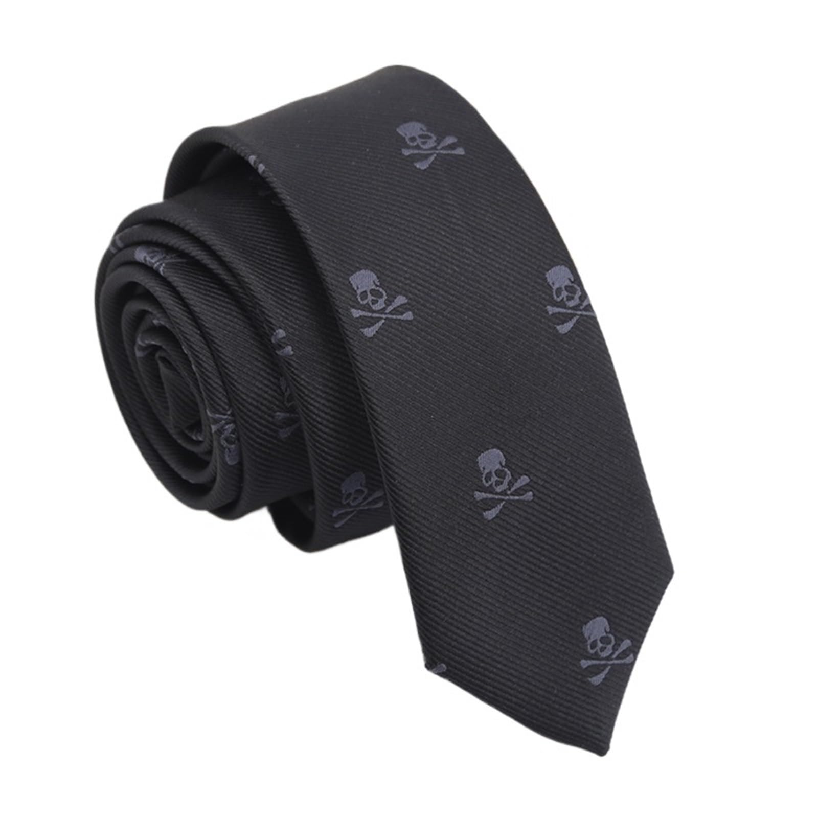 Irgvjifr Men's Black Tie Neckties Slim Skull Ties For Wo Classic Polyester Man Tie Wedding Party Cosplay Neckwear Accessories