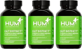 HUM Gut Instinct Daily Probiotics for Women and Men, Digestive Health, Lactobacillus, Bifidobacterium Strains for Immune Support, Probiotic Supplement for Healthy Gut Diversity, 90 Capsules