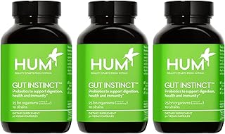 HUM Gut Instinct Daily Probiotics for Women and Men, Digestive Health, Lactobacillus, Bifidobacterium Strains for Immune Support, Probiotic Supplement for Healthy Gut Diversity, 90 Capsules