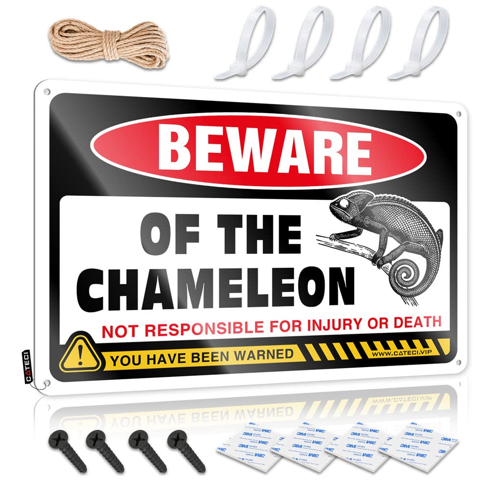 Wall Signs Beware Of Chameleon Sign Funny Patio Decor Beer Signs For Bar(30X40CM)
