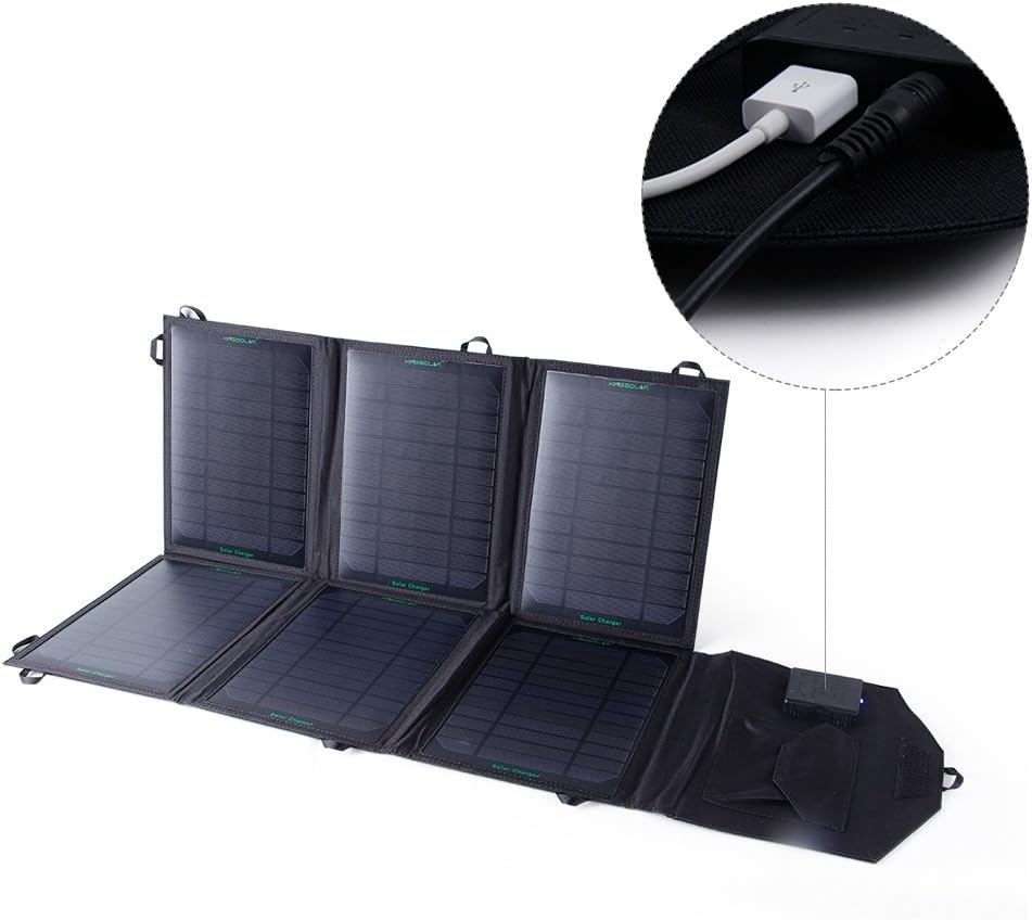 KINGSOLAR 39W Mono-crystalline Solar Charger Dual Output Solar Panel USB-5V/2.1A DC-18V/2.2A (Foldable, Portable, PowermaxIQ Technology)