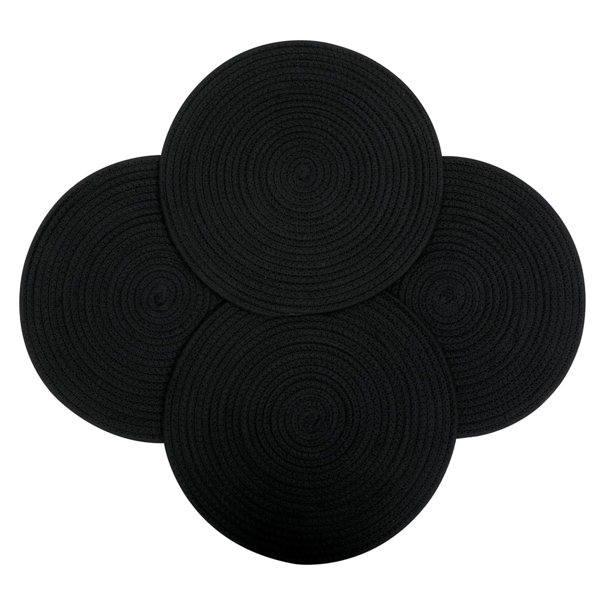 Set de table rond en coton tressé noir pour éviter les rayures de vaisselle
