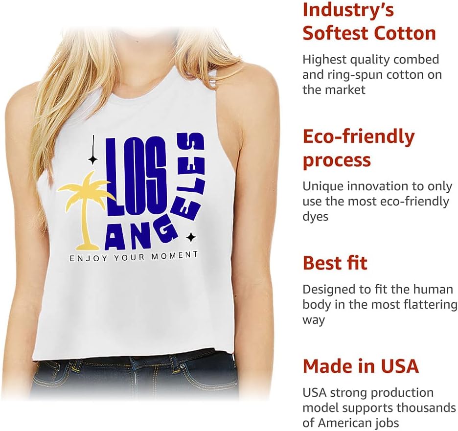 Enjoy Your Moment Racerback Cropped Tank - Los Angeles Women's Tank - Bright Tank Top