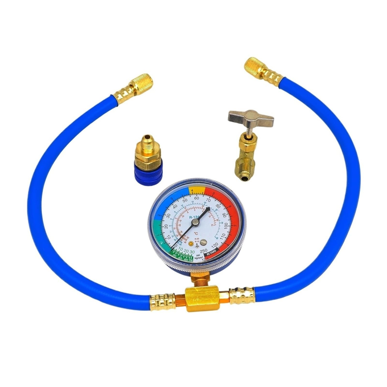Manguera de medición de Recarga de Aire Acondicionado R134A de CA con manómetro, Kit de medición de presión, reparación también(Style E 3pcs)