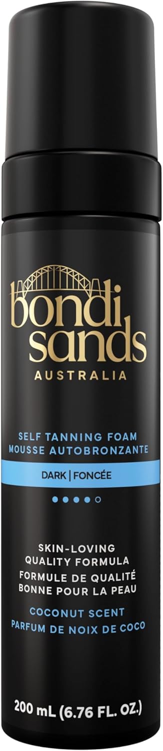 Bondi Sands Self Tanning Foam Dark| Lightweight Self-Tanner Foam Enriched with Aloe Vera | Coconut scent | Suitable for all skin tones |Streak-Free | Never Orange | Vegan & Cruelty Free (200 mL)