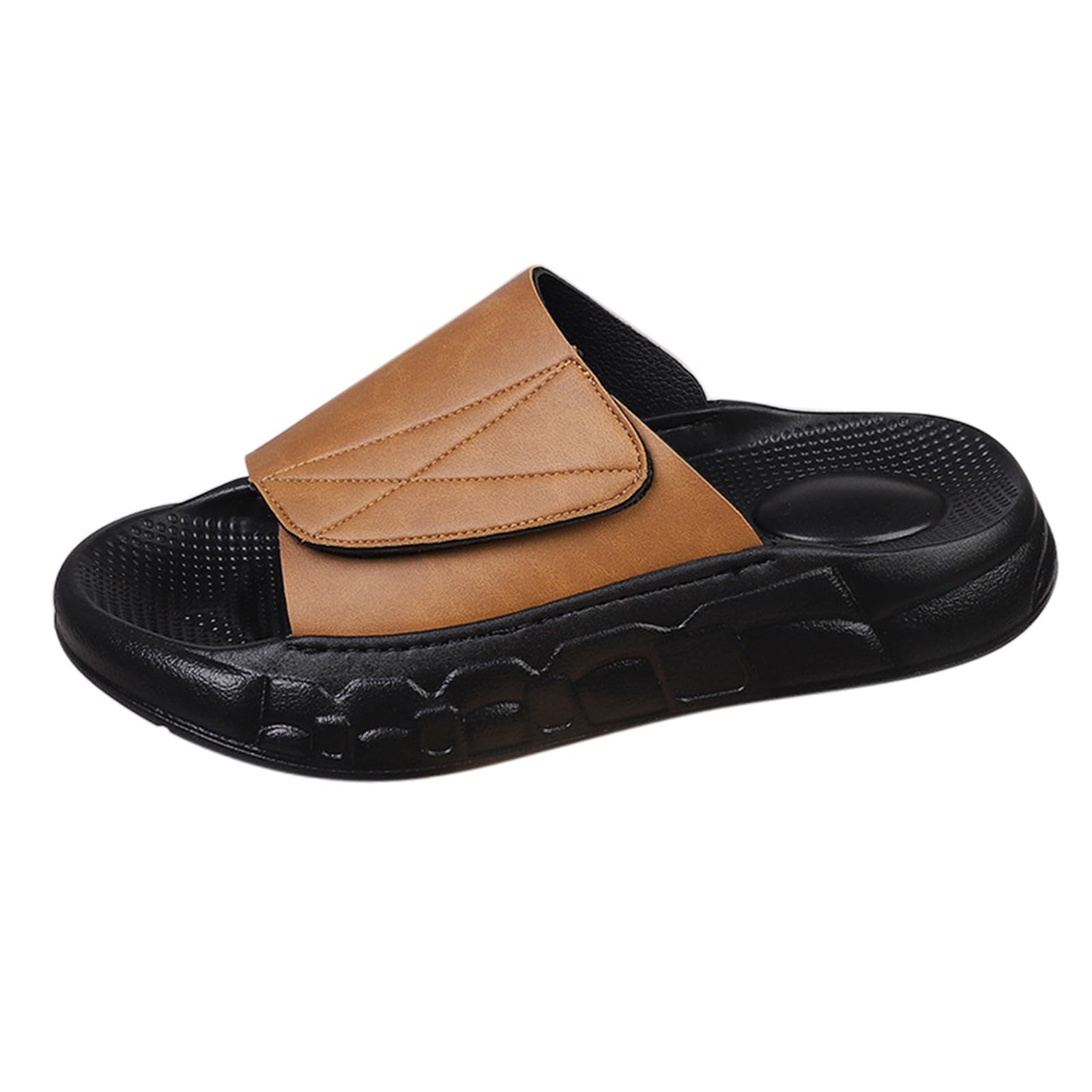 Sandalias de piel sintética cómodas para caminar: calzado plano de hombre con puntera abierta 6