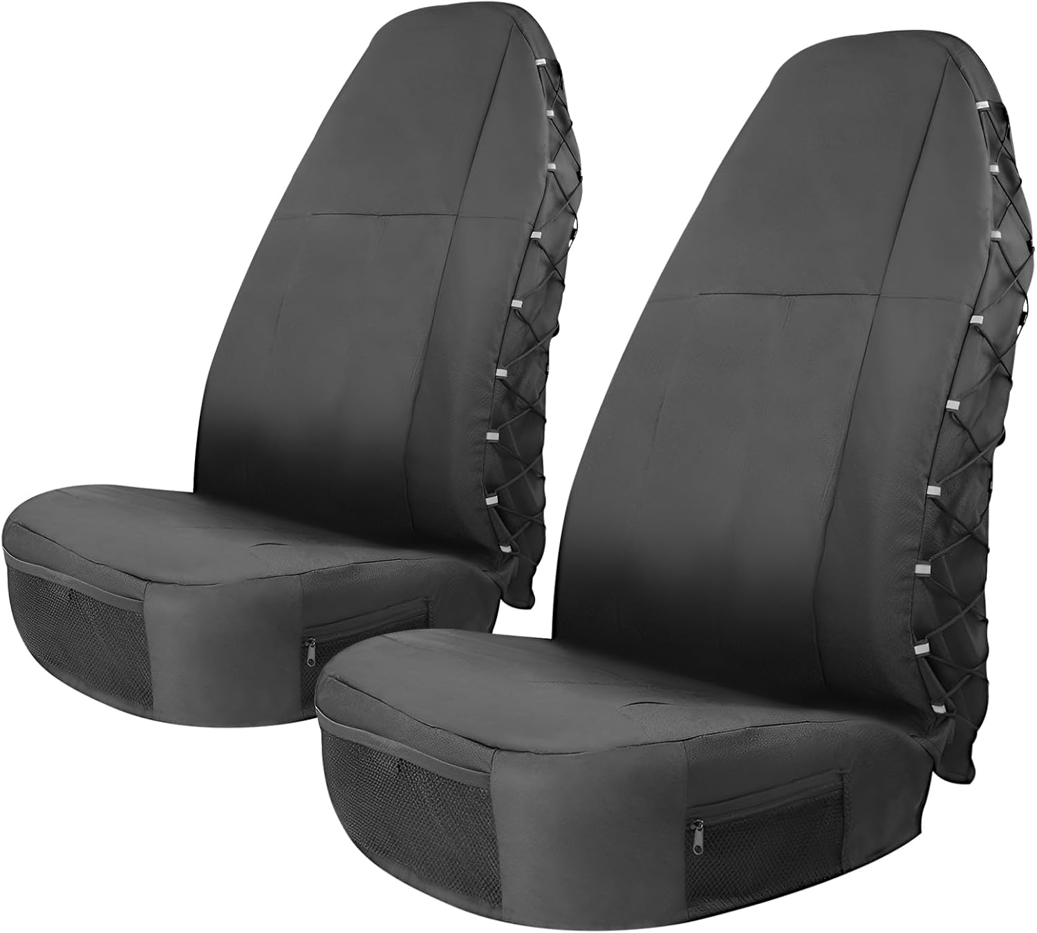 2PCS Waterproof Seat Covers, 2 Pieces Car Front Seat Covers, Car Seats Protector Adjustable Side Straps for Cars, Trucks, SUV, 52x49x81cm