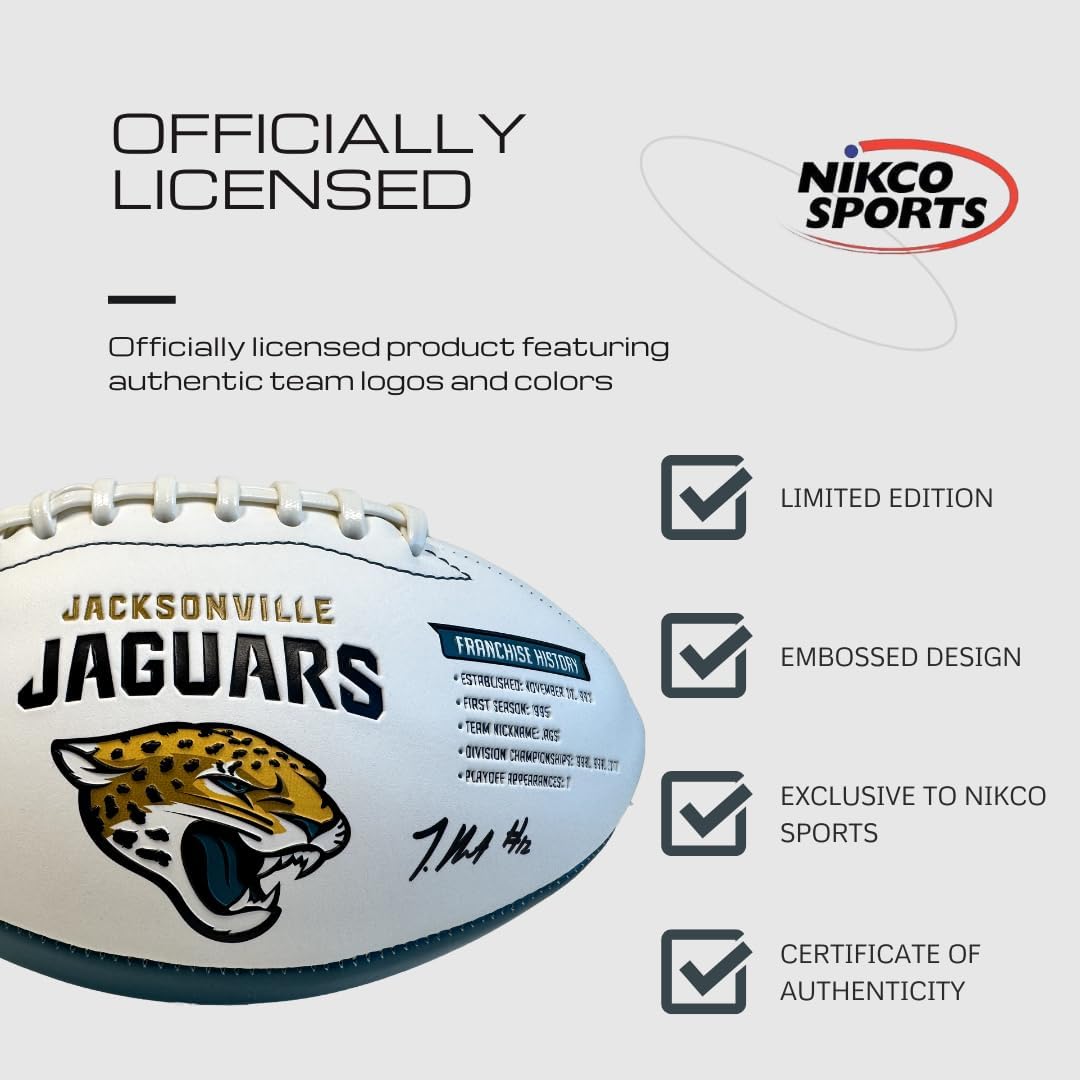 NIKCO SPORTS Travis Hunter Autographed Trevor Lawrence Football | Beckett Authentication | Limited Edition of 2,021 | Jacksonville Officially Licensed NFL Jaguars Collectible Gift Fan Memorabilia COA