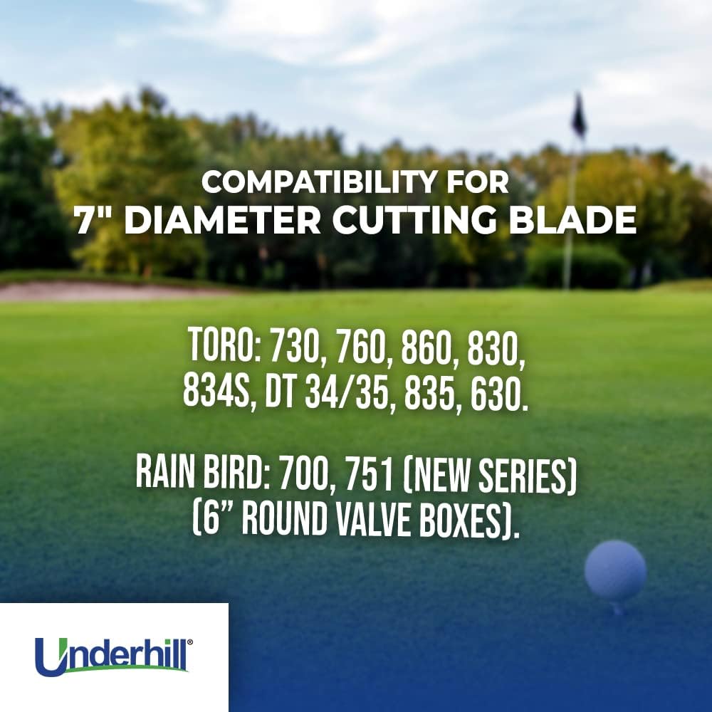 Underhill PowerTrim Pro Series Sprinkler System Heads Grass Cutter, Lawn Trimmer, 7 Inch Diameter Round Cutting Blade, Garden Yard Tools, PTC-007