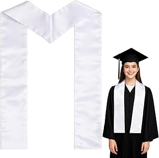 Graduation Stole Blank Sublimation - 260GSM Double Layer Satin 5.9x74.8in White DIY Sash for Heat Transfer Printing Embroidery, Sample Test Stole Class 2025 Ceremony Custom Decoration