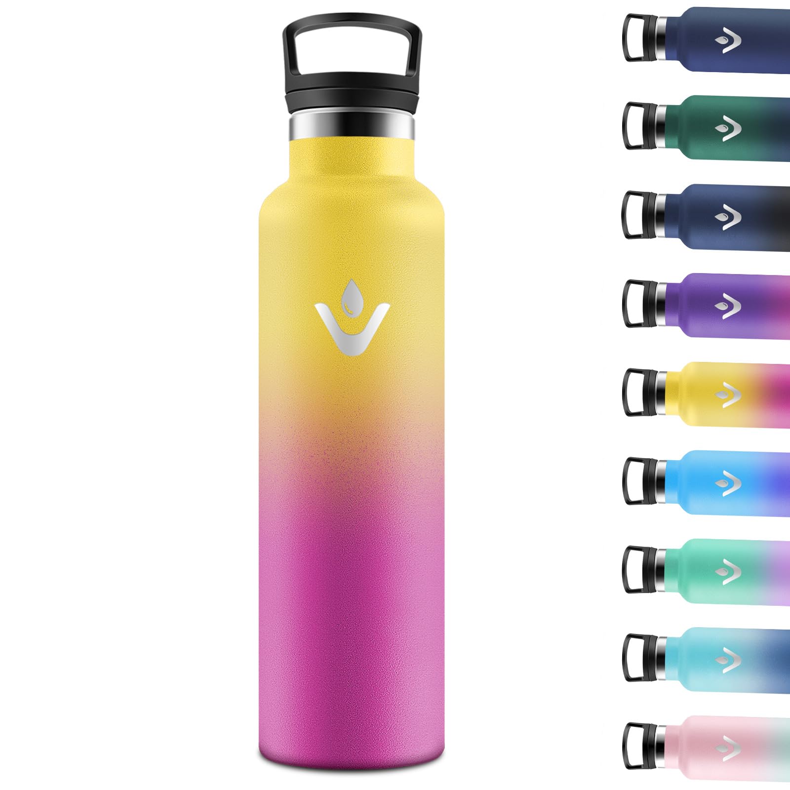 Motswedi Borraccia Termica 1 litro, Doppia Parete, Bottiglia Termica, a Prova di Perdite, Borraccia con Cannuccia, Acciaio Inox, Borracce Termiche, per Palestra, Outdoor, Campeggio, Giallo & Rosa